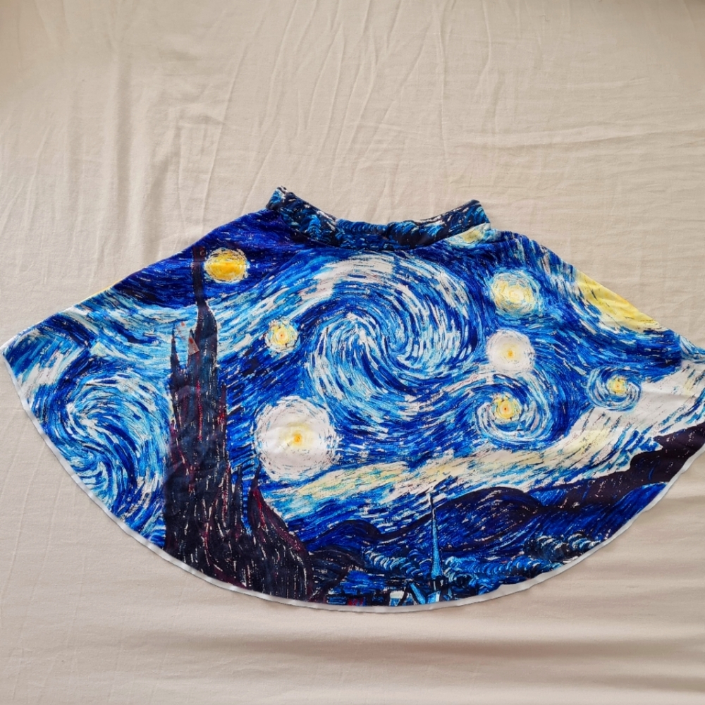 Van Gogh Starry Night Print Aesthetic Miniskirt